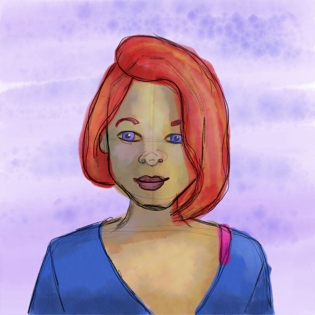 digital painting of a woman straight-on